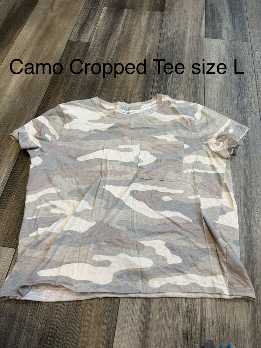 Camo Cropped Tee - Gray & Cream womens Shirt